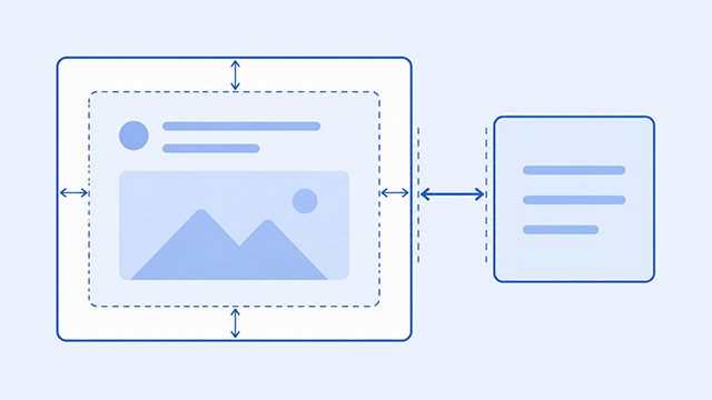 Two web cards showing inner spacing inside one card and outer spacing between cards.