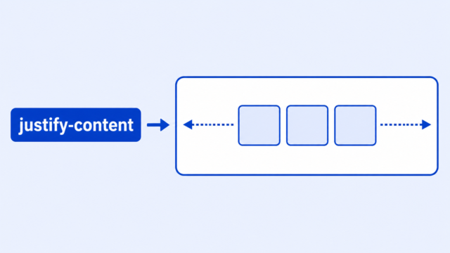 Flex container with three child boxes centered along a horizontal main axis.