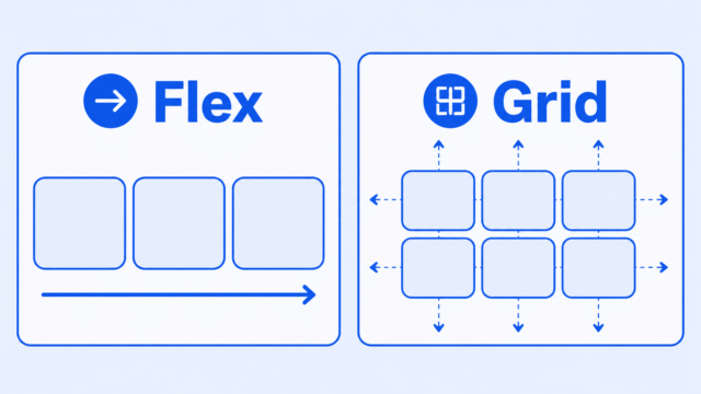 One row of flexible boxes beside a structured grid of boxes.