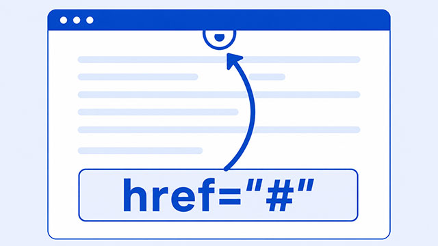 Browser page showing an href pound link pointing back to the top of the same page.