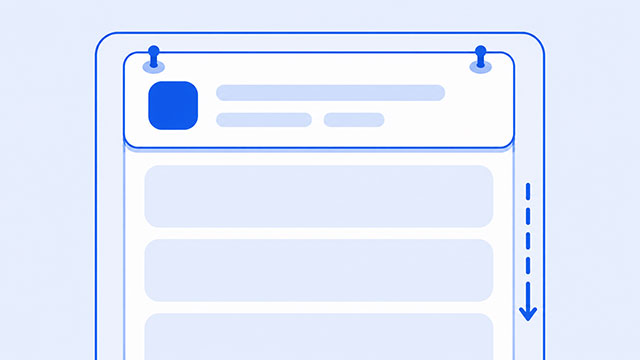 Sticky panel pinned near the top inside a larger scrolling container