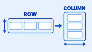 Illustration showing how changing a Flexbox layout from a row to a column changes the direction controlled by align-items.