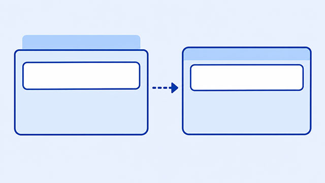 A heading box with a top margin extending outside a parent section beside the same spacing contained inside the section as padding.